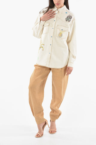 Denim Overshirt with Hot Air Balloon Patch
