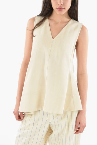 Silk-blend Sleeveless Top with V-neckline