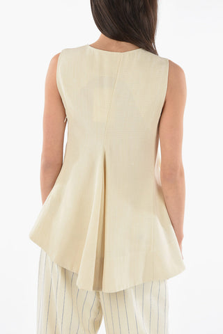 Silk-blend Sleeveless Top with V-neckline