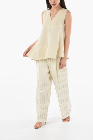 Silk-blend Sleeveless Top with V-neckline