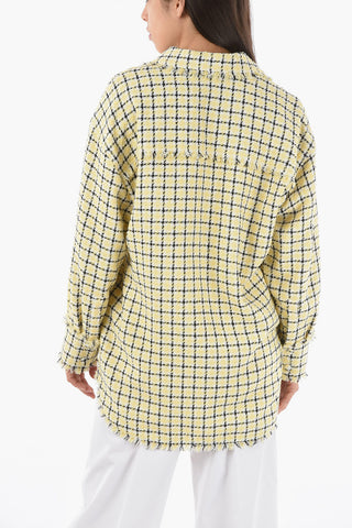 Checkered Overshirt With Fringed Bottom