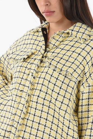 Checkered Overshirt With Fringed Bottom