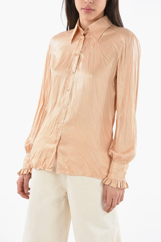 Ruffle Sleeve Lamè Fabric Shirt
