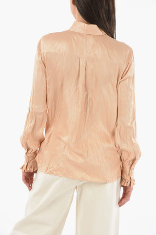 Ruffle Sleeve Lamè Fabric Shirt