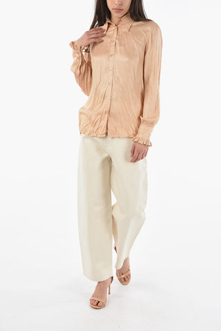Ruffle Sleeve Lamè Fabric Shirt
