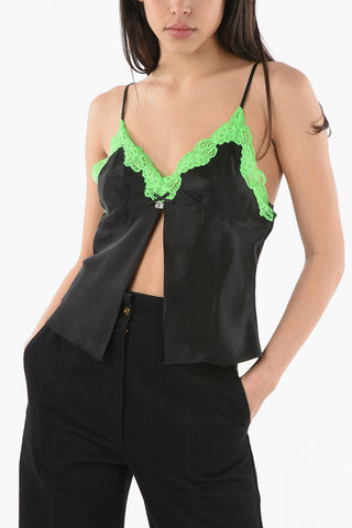 Silk BUTTERFLY Top with Lace Detail