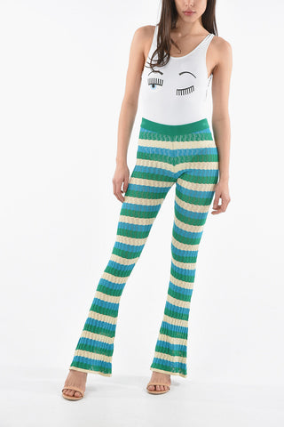 Striped Motif  Boot Cut Pants