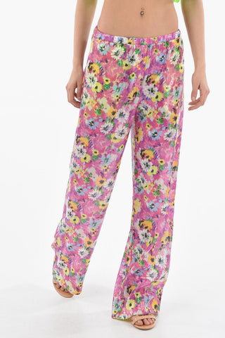 Floral Print Pants With Sequins
