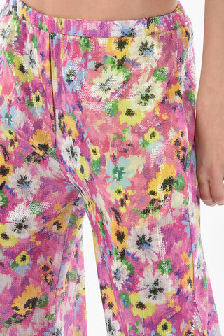 Floral Print Pants With Sequins