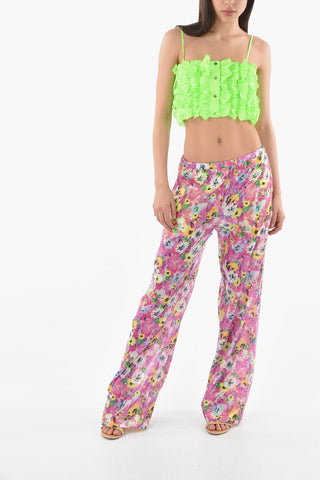 Floral Print Pants With Sequins