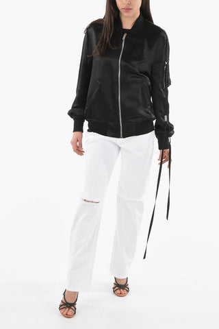 Tech-satin Zip-up BARBARA Bomber Jacket