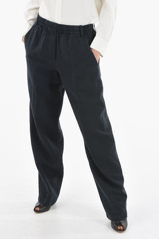Elastic Waist Wide Leg Linen Pants