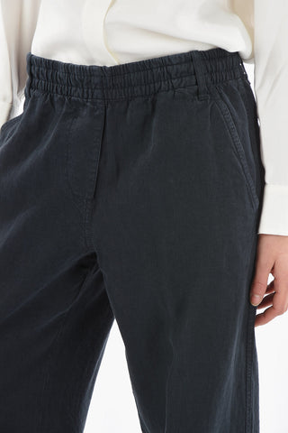 Elastic Waist Wide Leg Linen Pants