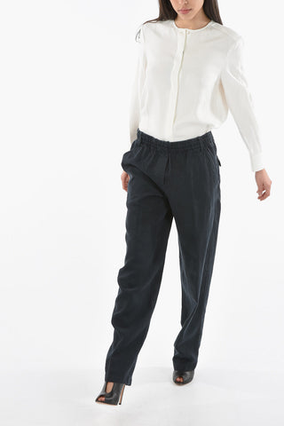 Elastic Waist Wide Leg Linen Pants