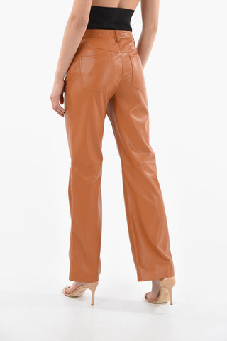 Faux Leather Regular Fit 4 Pockets Pants