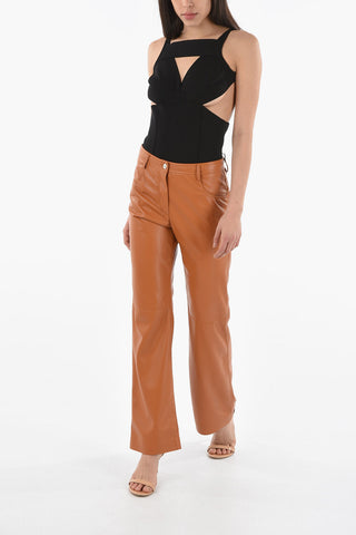 Faux Leather Regular Fit 4 Pockets Pants