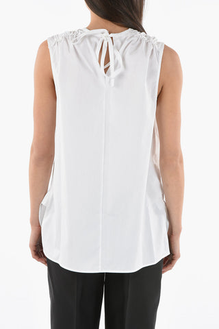 Sleeveless Cotton Top with Ruffle Detail