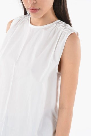Sleeveless Cotton Top with Ruffle Detail