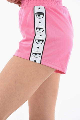 Elastic Waist Shorts With Logoed Contrtasting Bands