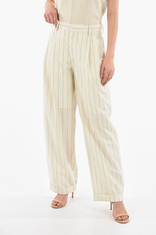 Double-pleated PIN STRIPE Wide Leg Pants