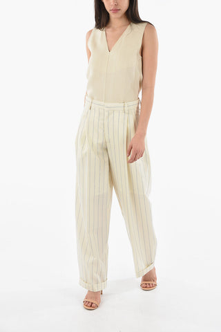 Double-pleated PIN STRIPE Wide Leg Pants