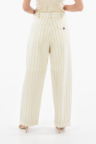 Double-pleated PIN STRIPE Wide Leg Pants