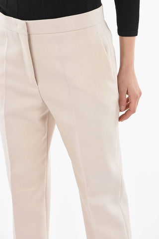 Pantalone a Sigaretta in Lana a Una Pince