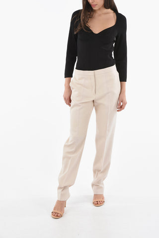 Wool Cigarette Trousers with 1 Pleat