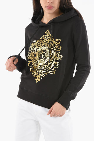 JEANS COUTURE Fleeced Cotton Hoodie with Printed Logo