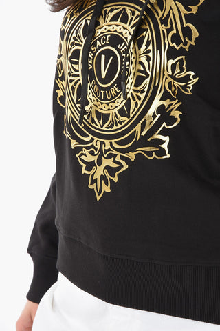 JEANS COUTURE Fleeced Cotton Hoodie with Printed Logo
