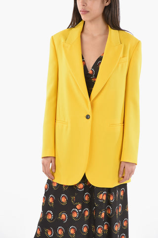 Single-breasted Blazer with Peak Lapel and Flush Pockets