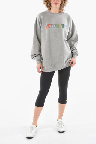 Crew Neck UNISEX Crystal Logo Cotton Sweatshirt