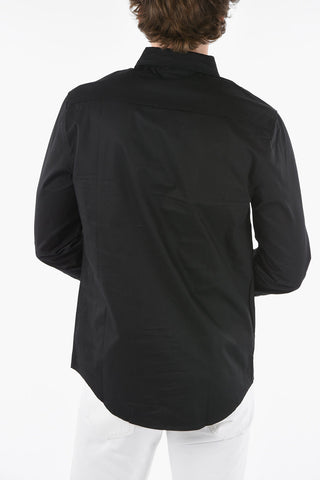 Cotton-poplin SPLI DIALOGUE Button-down Shirt with Lettering Logo Print