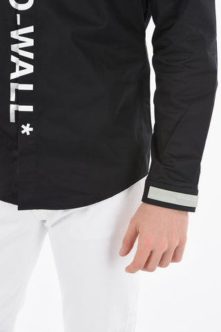 Cotton-poplin SPLI DIALOGUE Button-down Shirt with Lettering Logo Print