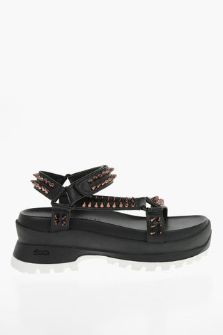 Faux-leather TRACE Flatform Sandals with Stud-embellishment and Velcro Fastening