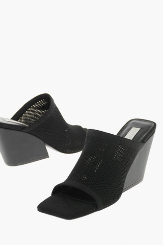 Mesh-knit Mules with Squared-toe