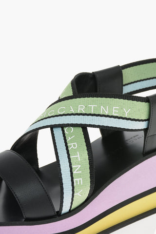 Striped SNEAK-ELYSE Wedged Sandals with Logoed Criss-crossed Straps