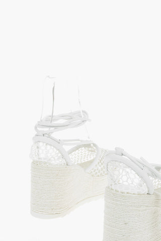 Meshed Wedged Espadrilles with Leather Trimmings