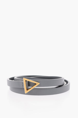 Triangle Buckle Leather Slim Belt