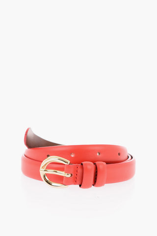Metal Buckle POPPY Leather Slim Belt
