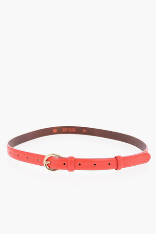Metal Buckle POPPY Leather Slim Belt
