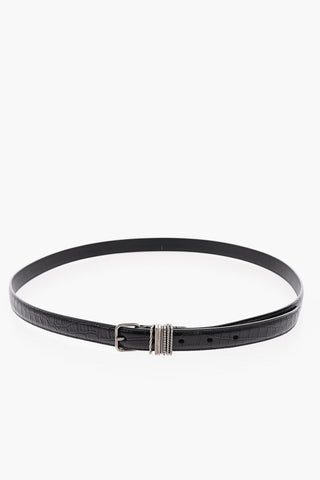 Croco Embossed Leather Belt
