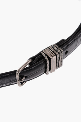 Croco Embossed Leather Belt