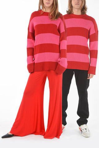 Crew Neck Awning Stripe Cotton UNISEX Pullover