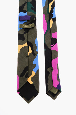 Silk Tie with Multicolour-Camou Motif