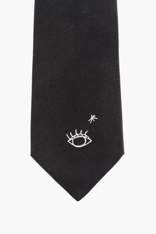 Silk Tie with Jacquard Eye Detail