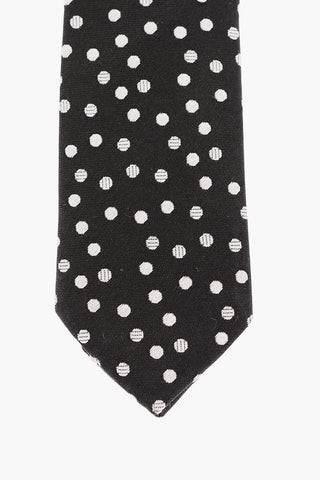 Silk Tie with Jacquard Polka-dots Motif