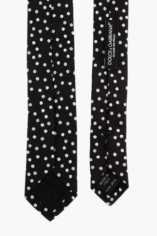 Silk Tie with Jacquard Polka-dots Motif