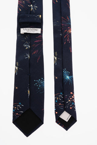 Silk Tie with Firework-print