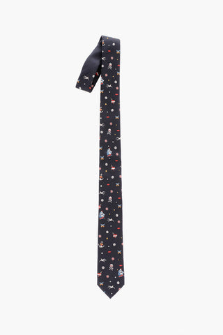 Silk Tie with Jacquard Pirate Motif